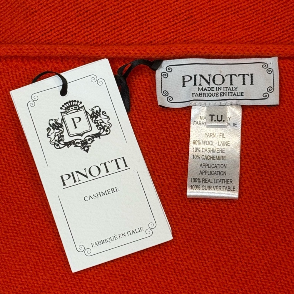 Pinotti Chic Coral/Burnt Orange Italian Wool & Cashmere Blend Fringed Wrap Shawl - Picture 4 of 5